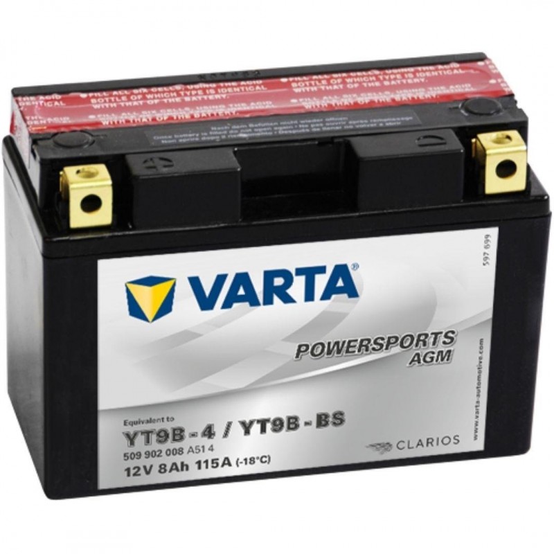 Akü Varta Powersports Agm YT9B-BS 12V8Ah 115A Akü Varta Powersports Agm YT9B-BS 12V8Ah 115A