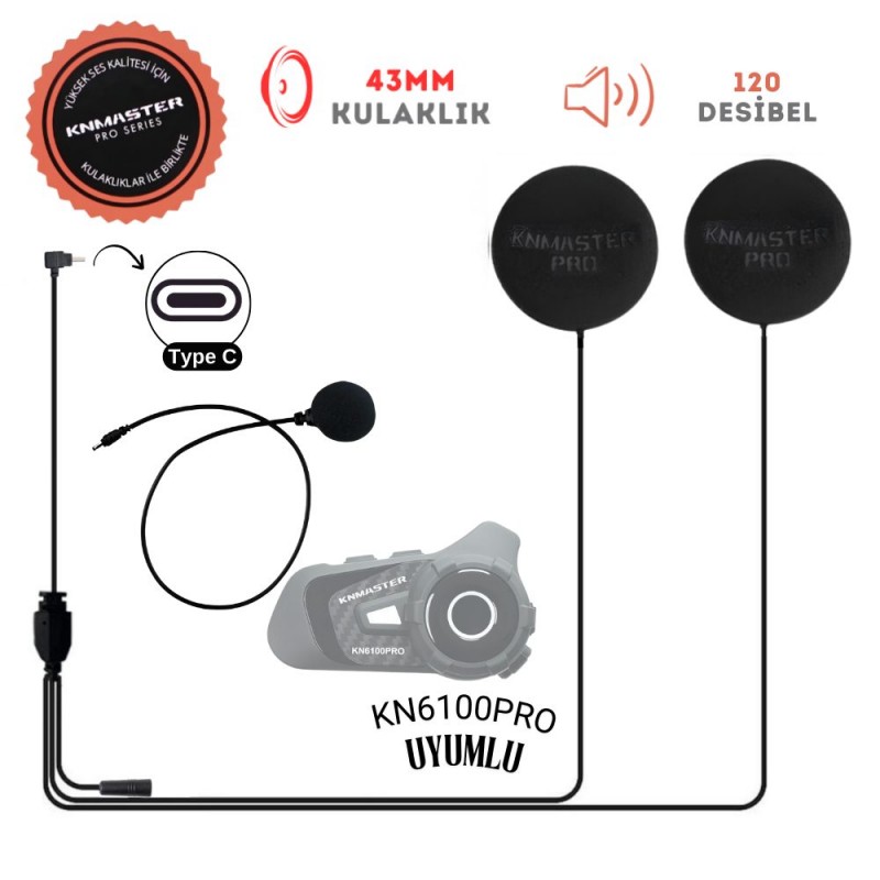 Knmaster KN6100 Pro Kapalı Kask Kulaklık Mikrofon Seti Knmaster KN6100 Pro Kapalı Kask Kulaklık Mikrofon Seti,KNMASTER İntercom %f
