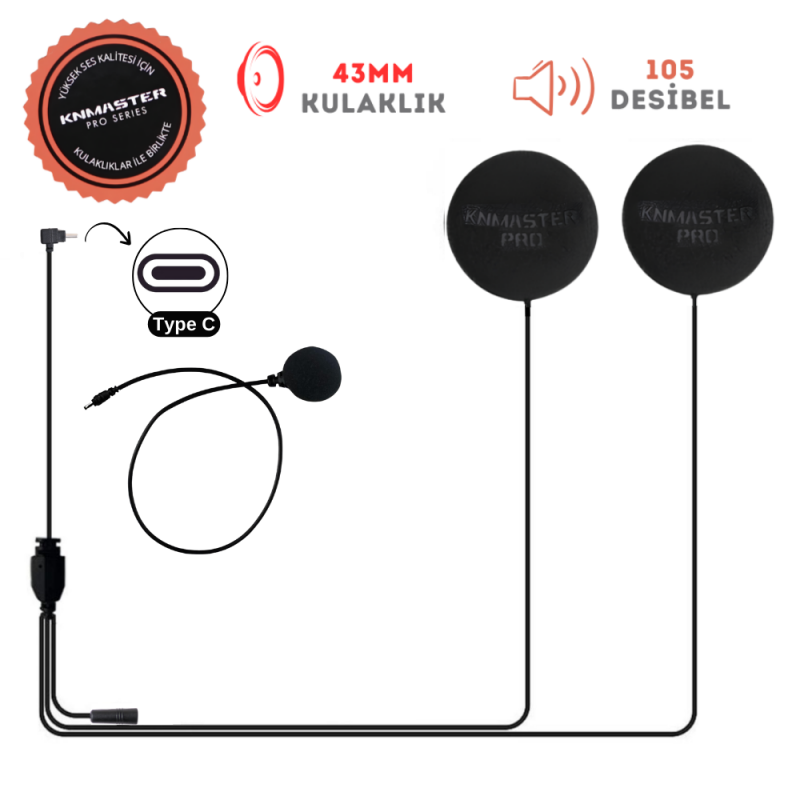 Knmaster KN2300 Kapalı Kask Mikrofon ve Kulaklık Knmaster KN2300 Kapalı Kask Mikrofon ve Kulaklık,KNMASTER İntercom %f