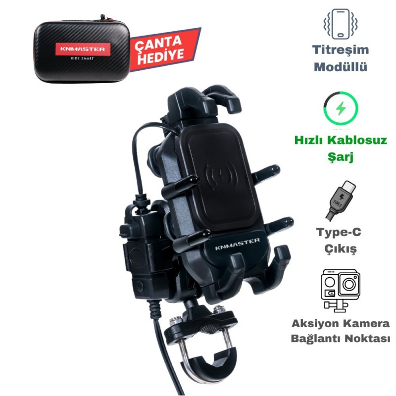 KNMASTER TT-860WU Kablosuz Şarjlı Tüm Motosikletlere Uyumlu Telefon Tutucu KNMASTER TT-860WU Kablosuz Şarjlı Tüm Motosikletlere Uyumlu Telefon Tutucu,KNMASTER İntercom %f