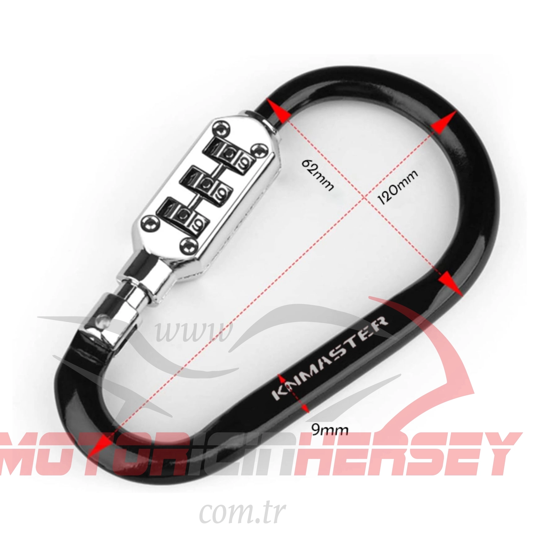 Knmaster LOCK 100 Şifreli Karabina Çok Amaçlı Motosiklet Kask Kilidi