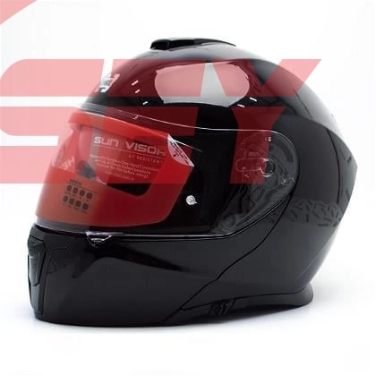 Cyril Gecko SV Çeneden Açılır Kask Solid A1 Gloss Black S 