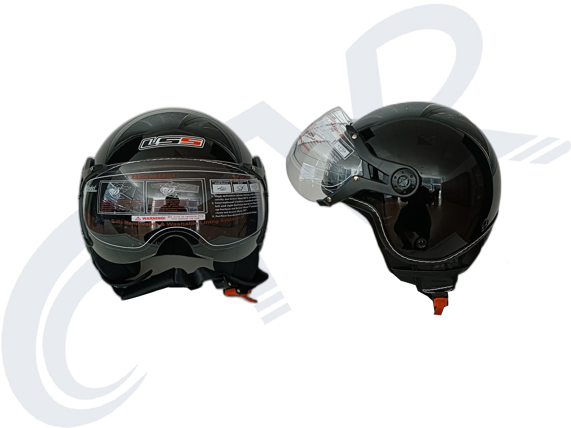 CTVR 201 AÇIK ÇENESİZ KASK PARLAK SİYAH ( S M L XL BEDEN )  )