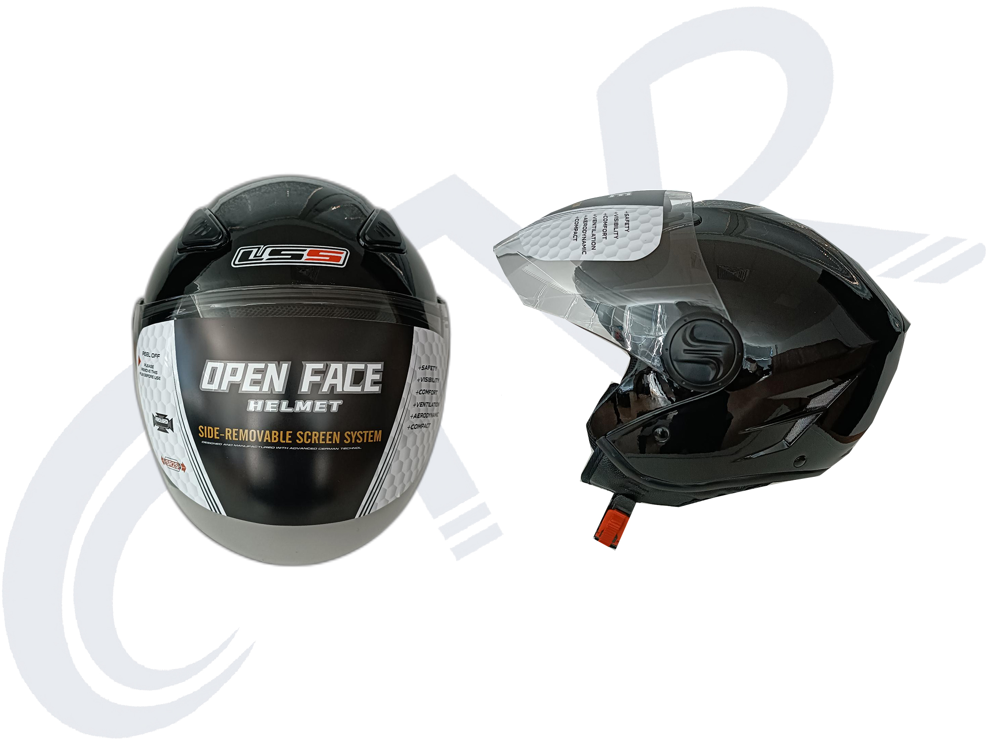 CTVR 202 AÇIK ÇENESİZ KASK PARLAK SİYAH ( S M L XL BEDEN )