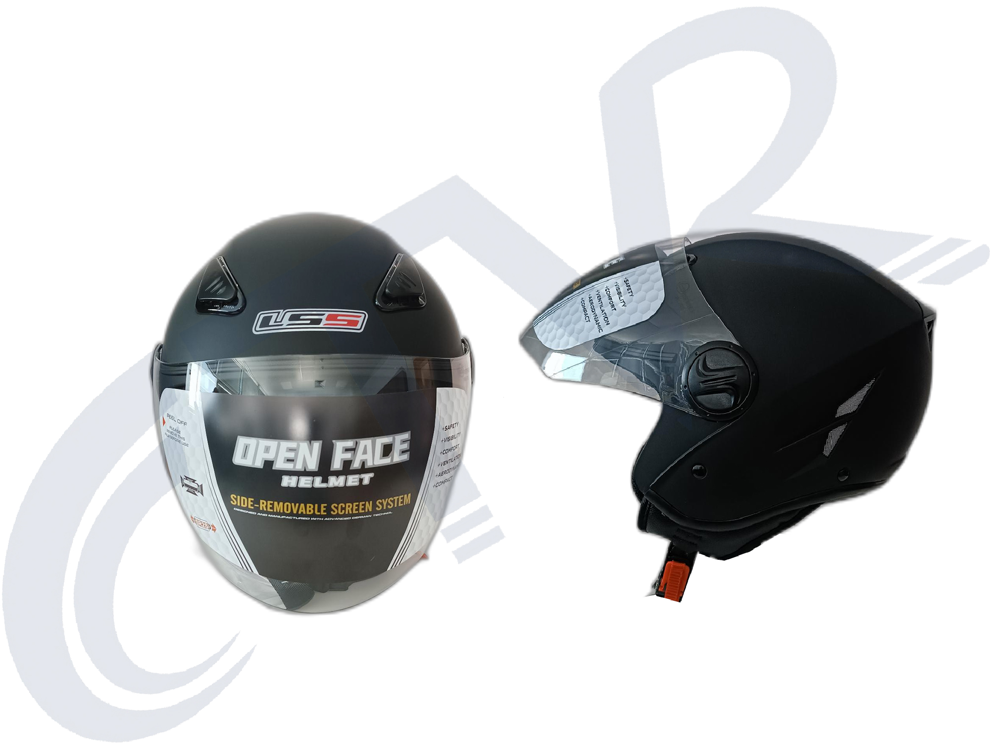 CTVR 202 AÇIK ÇENESİZ KASK MAT SİYAH ( S M L XL BEDEN )  )
