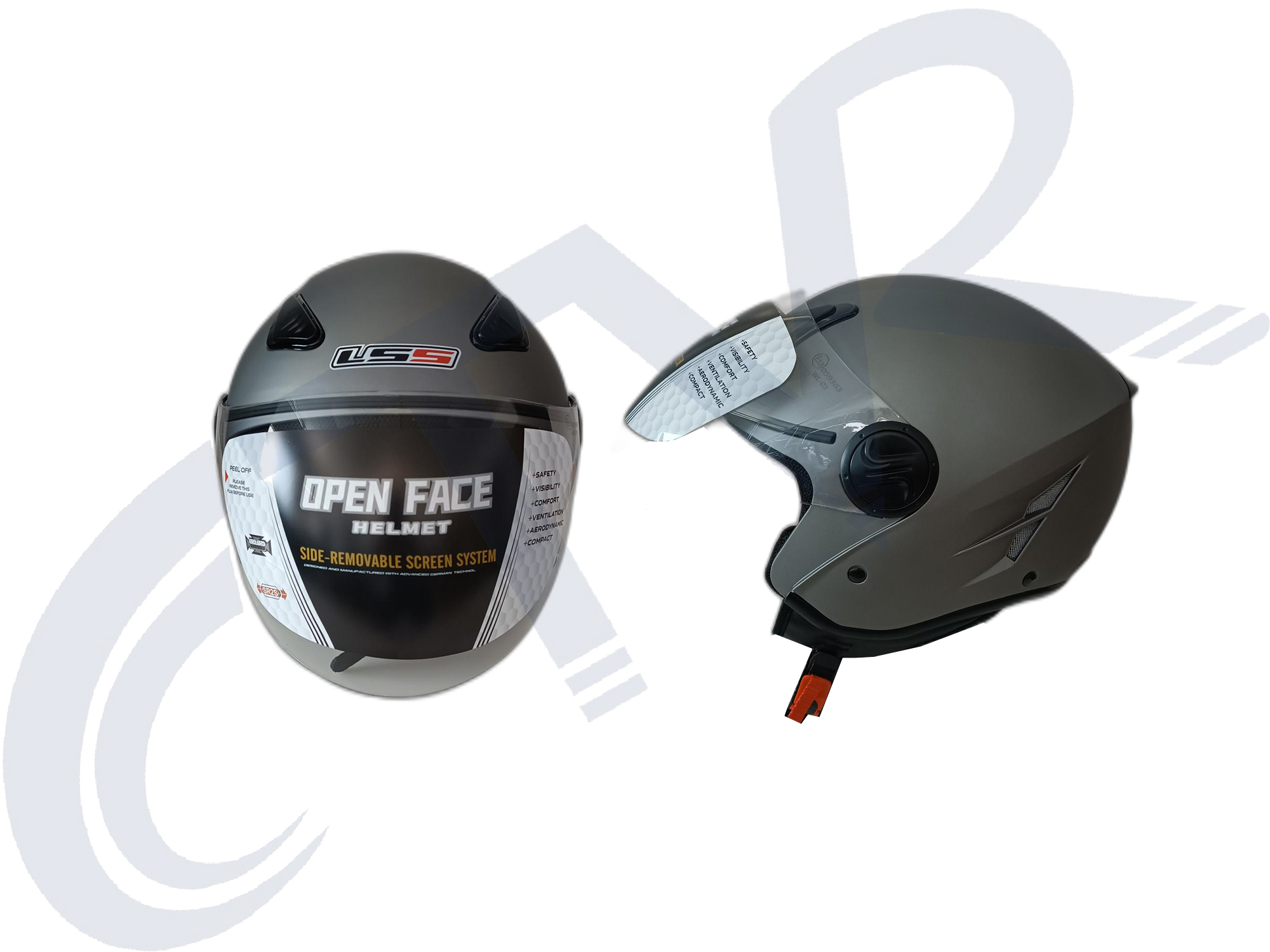 CTVR 202 AÇIK ÇENESİZ KASK TİTANYUM GRİ ( S M L XL BEDEN )