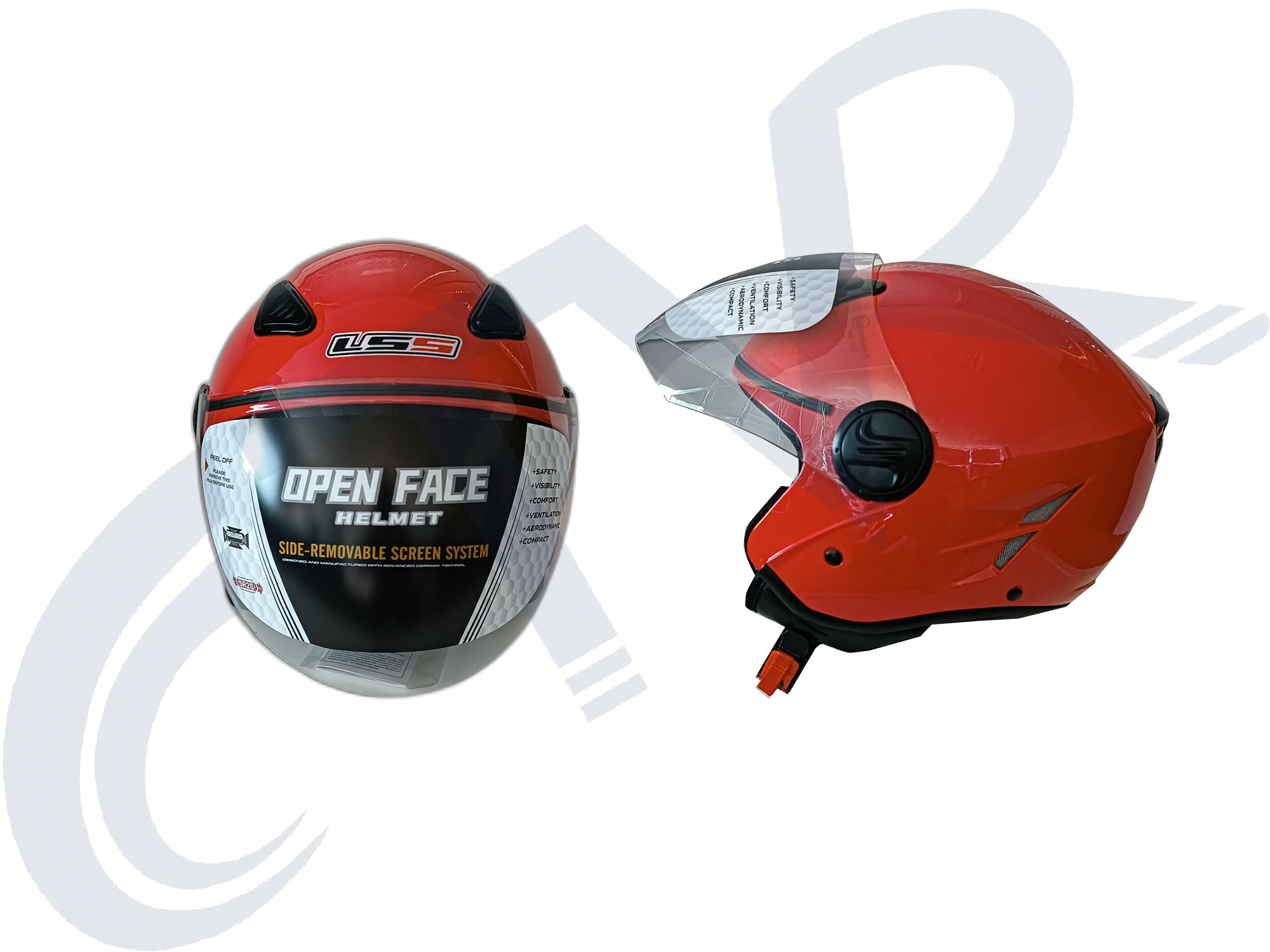 CTVR 202 AÇIK ÇENESİZ KASK KIRMIZI ( S M L XL BEDEN )