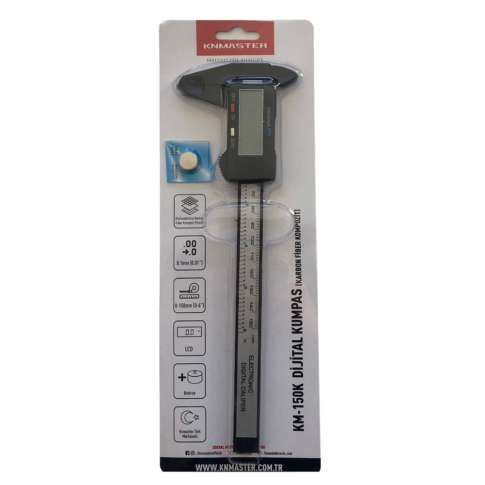 KNMASTER Knmaster 0,1mm Hassasiyetli 150 mm Karbonfiber Dijital Kumpas