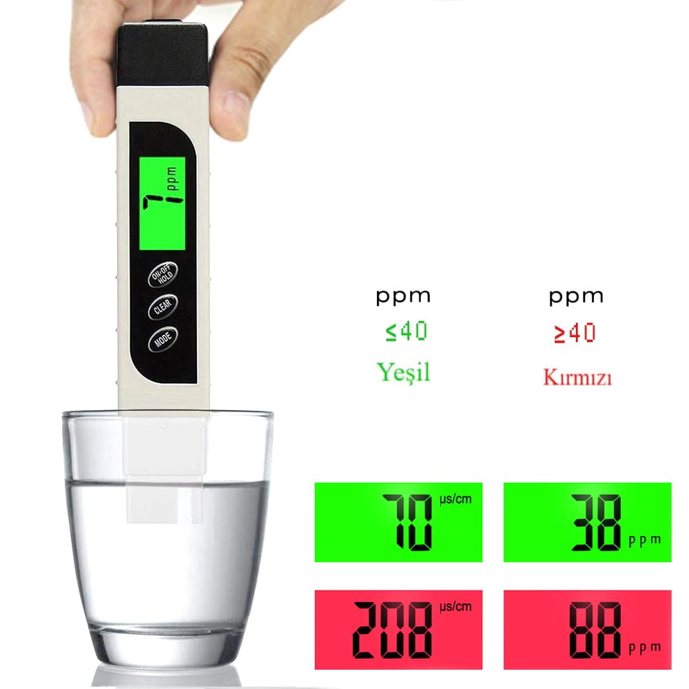 KNMASTER Knmaster TE-300 TDS EC Metre Termometreli Su Kalite ve İletkenlik Ölçüm Cihazı Beyaz