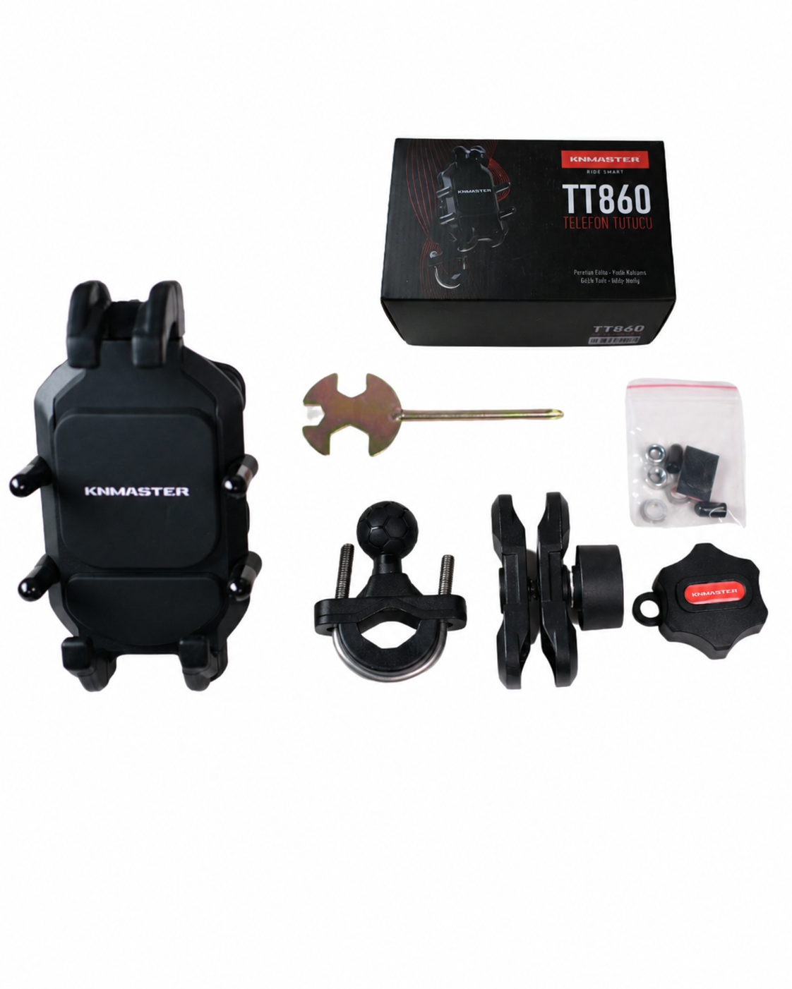 Knmaster TT860 Titreşim Engelleyicili Tüm Motosikletlere Uyumlu Telefon Tutucu (Kamera Bağlantılı)