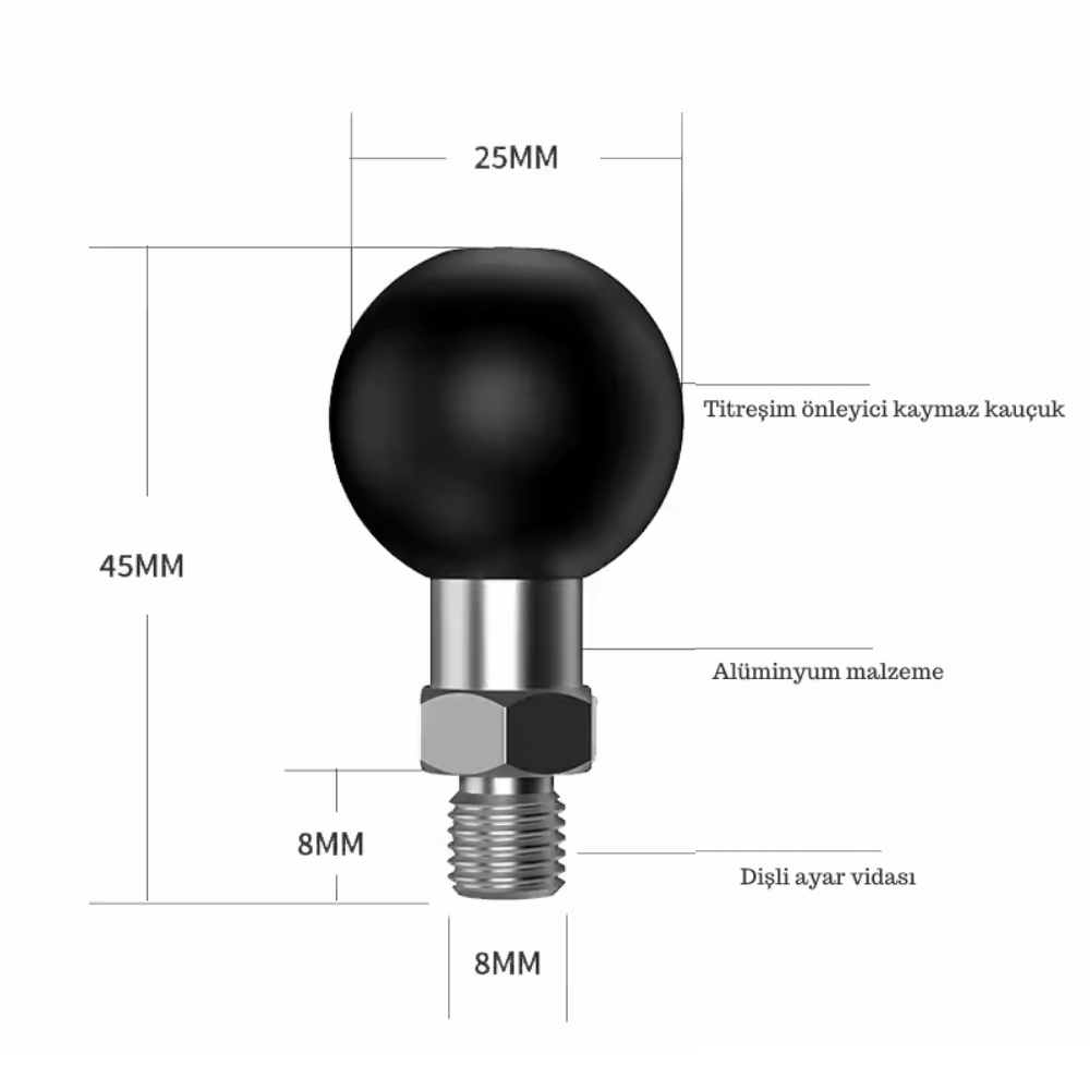8mm Vida Bağlantılı Motosiklet Telefon Tutucu ve Aksesuar Aparatı