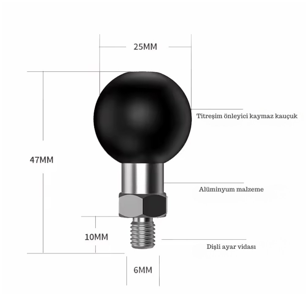 6mm Vida Bağlantılı Motosiklet Telefon Tutucu ve Aksesuar Aparatı