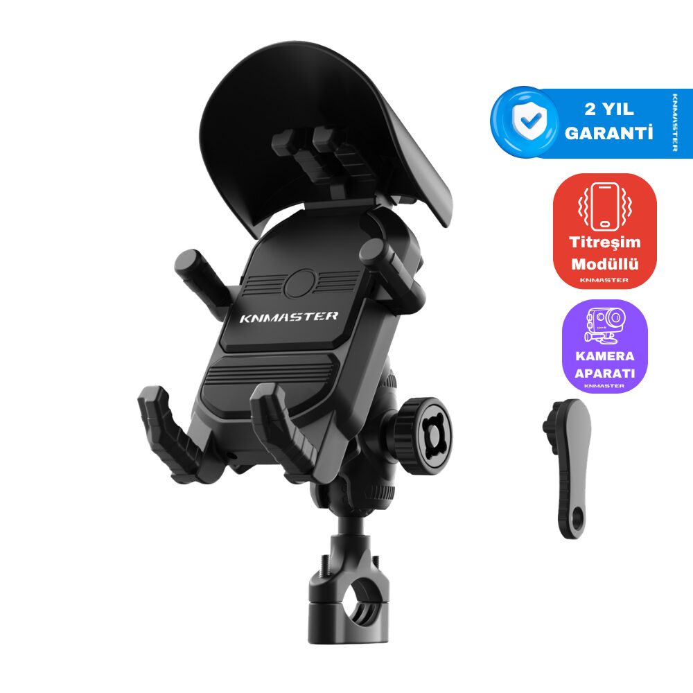 KNMASTER TT830 Titreşim Önleyicili Motosiklet Telefon Tutucu (Kamera Bağlantılı)