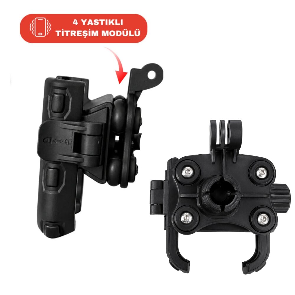 KNMASTER TT450 Titreşim Önleyicili Motosiklet Telefon Tutucu (Kamera Bağlantılı)