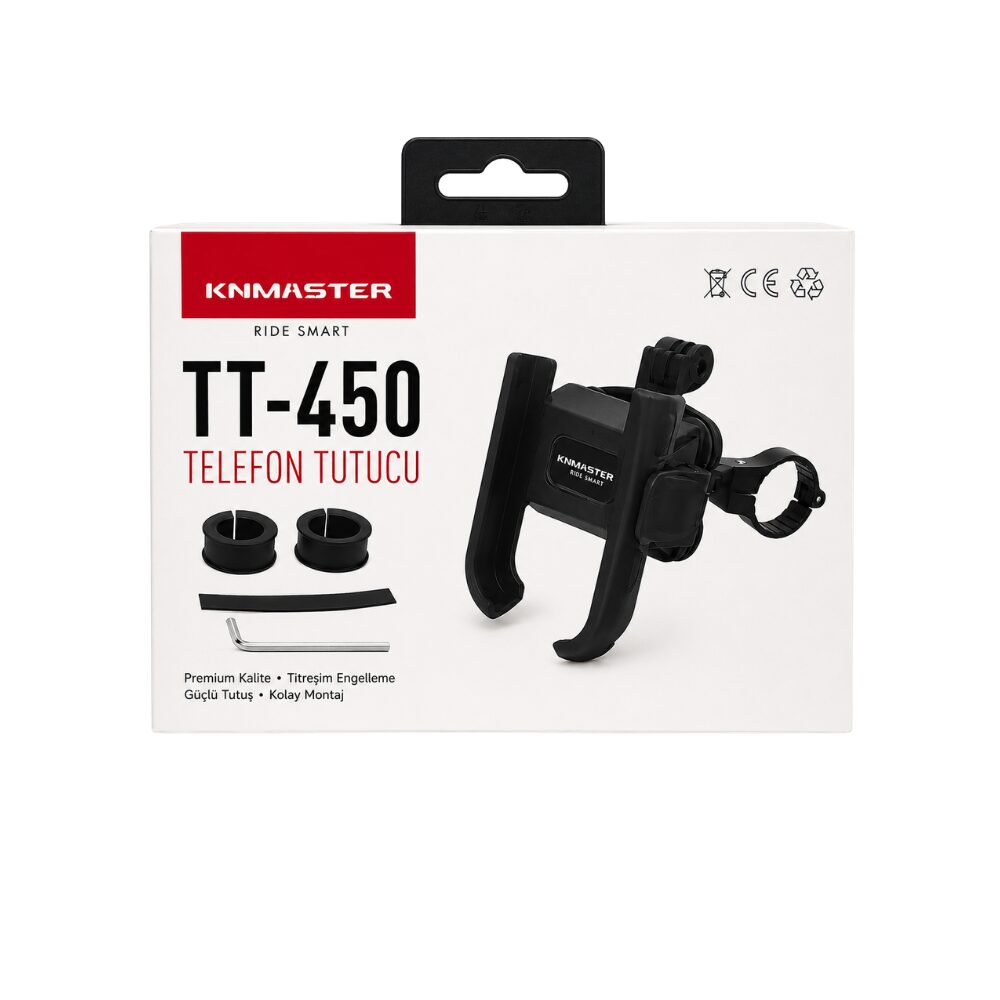 KNMASTER TT450 Titreşim Önleyicili Motosiklet Telefon Tutucu (Kamera Bağlantılı)