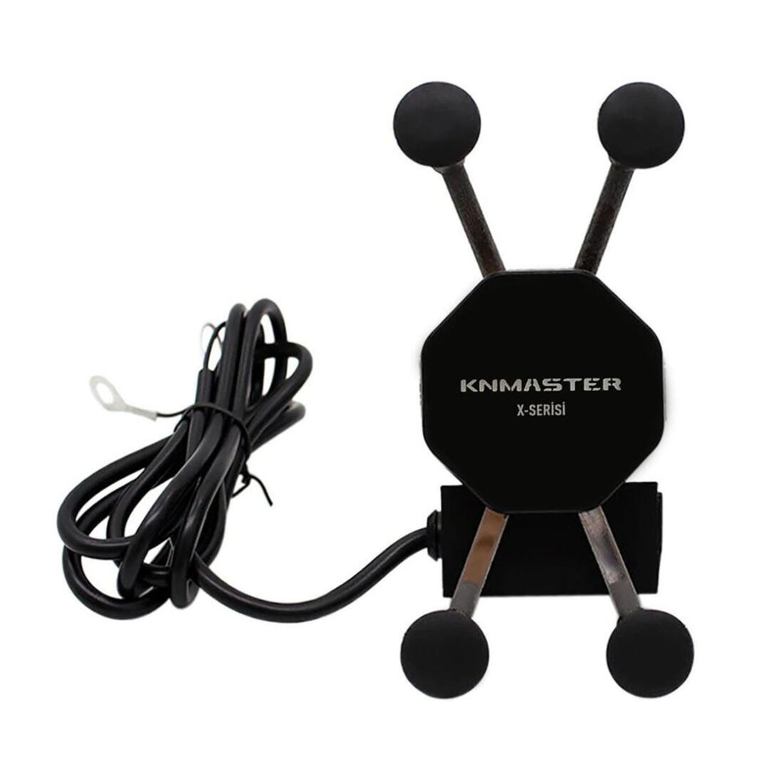 KNMASTER Knmaster X Serisi Motosiklet Bisiklet Telefon Tutucu – Ayna Bağlantılı – Usb Girişli