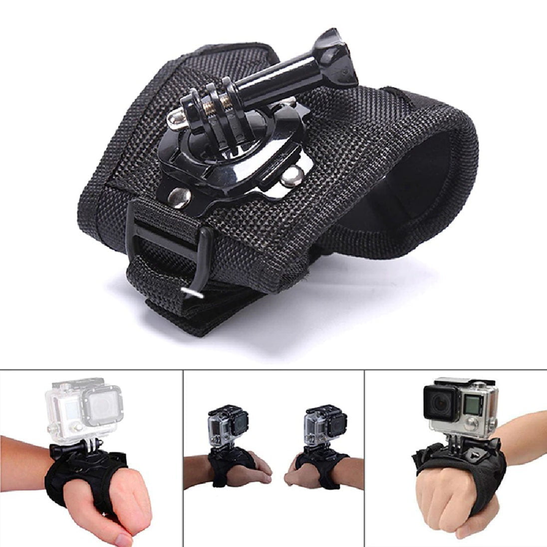 KNMASTER Tüm Aksiyon Kameralara Uyumlu 360° Dönebilen Eldiven Bilek Bandı