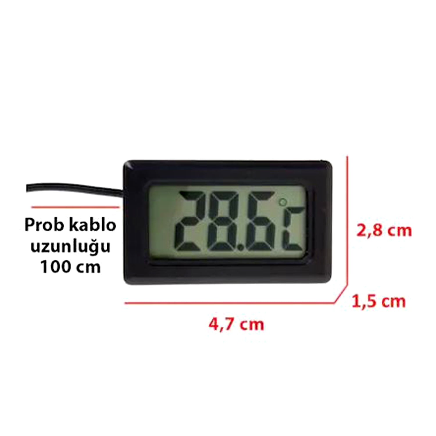 KNMASTER Knmaster Ps-Mini 1 Kablolu Isı Sıcaklık Ölçer Termometre +PİL
