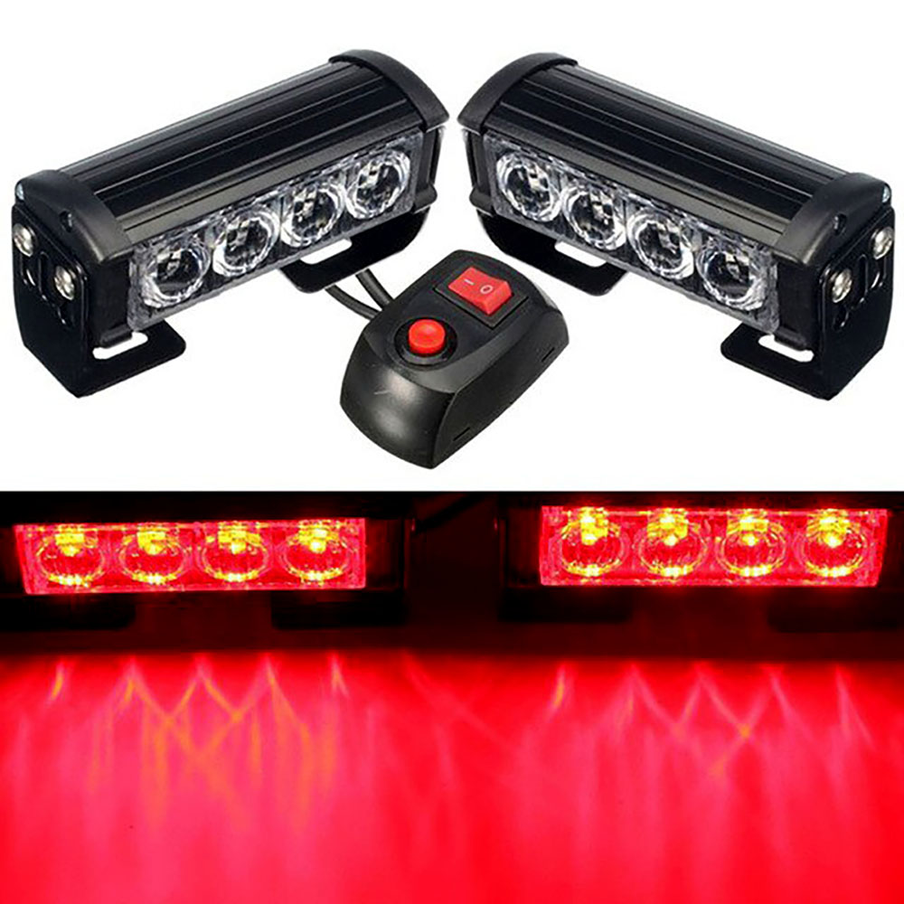 KNMASTER Knmaster Kırmızı Çakarlı Yatay 4lü Led Takım