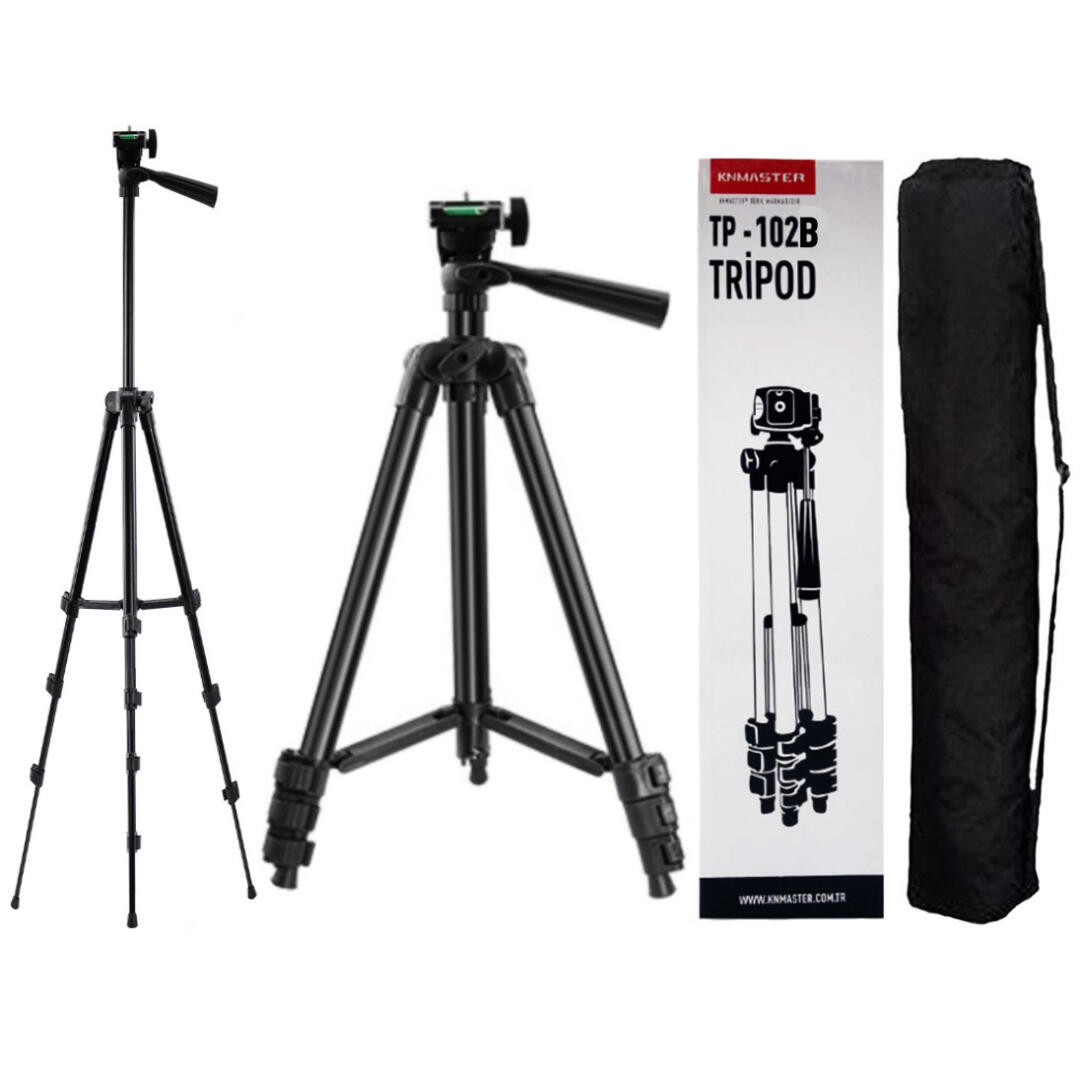 KNMASTER Knmaster Tripod Telefon ve Kamera Uyumlu + ÇANTA + SU TERAZİSİ + ADAPTÖR 105cm TP-105B