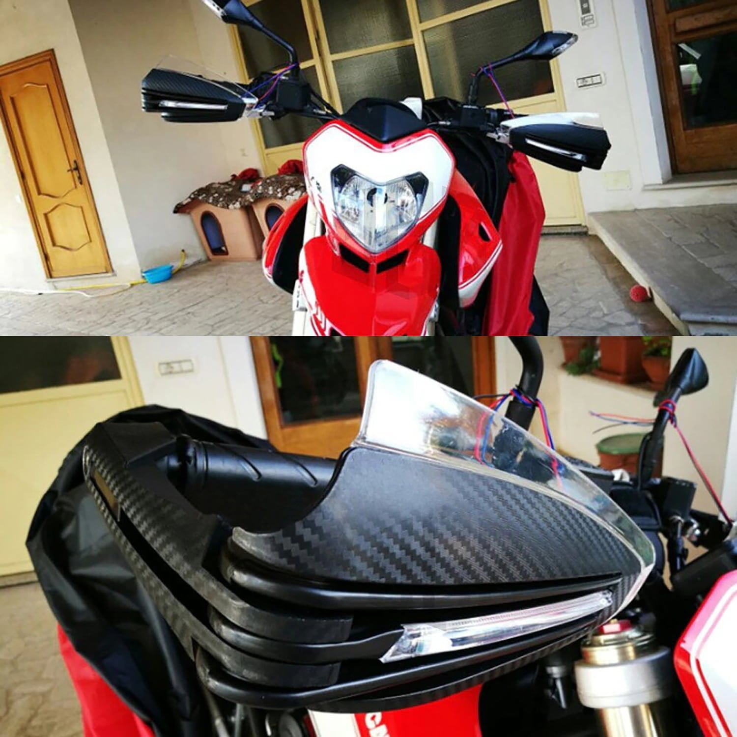 KNMASTER Knmaster HG-1000 Çift Ledli Karbon Motosiklet Elcik Koruma
