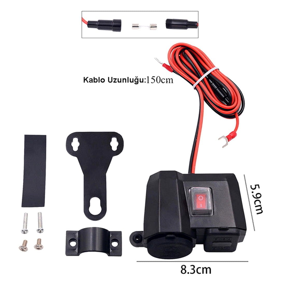 KNMASTER Knmaster USB-310V Dijital Voltmetre Göstergeli Çift Usb Şarj Soketi / Çakmaklık