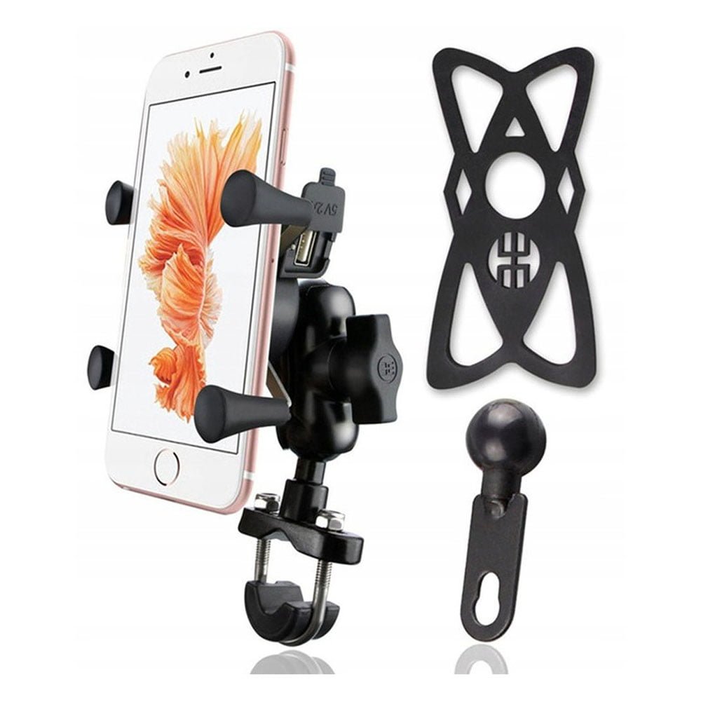 KNMASTER Knmaster X Serisi Motosiklet Bisiklet Telefon Tutucu – Ayna ve Gidon Bağlantılı – Usb Girişli – Metal Alaşım