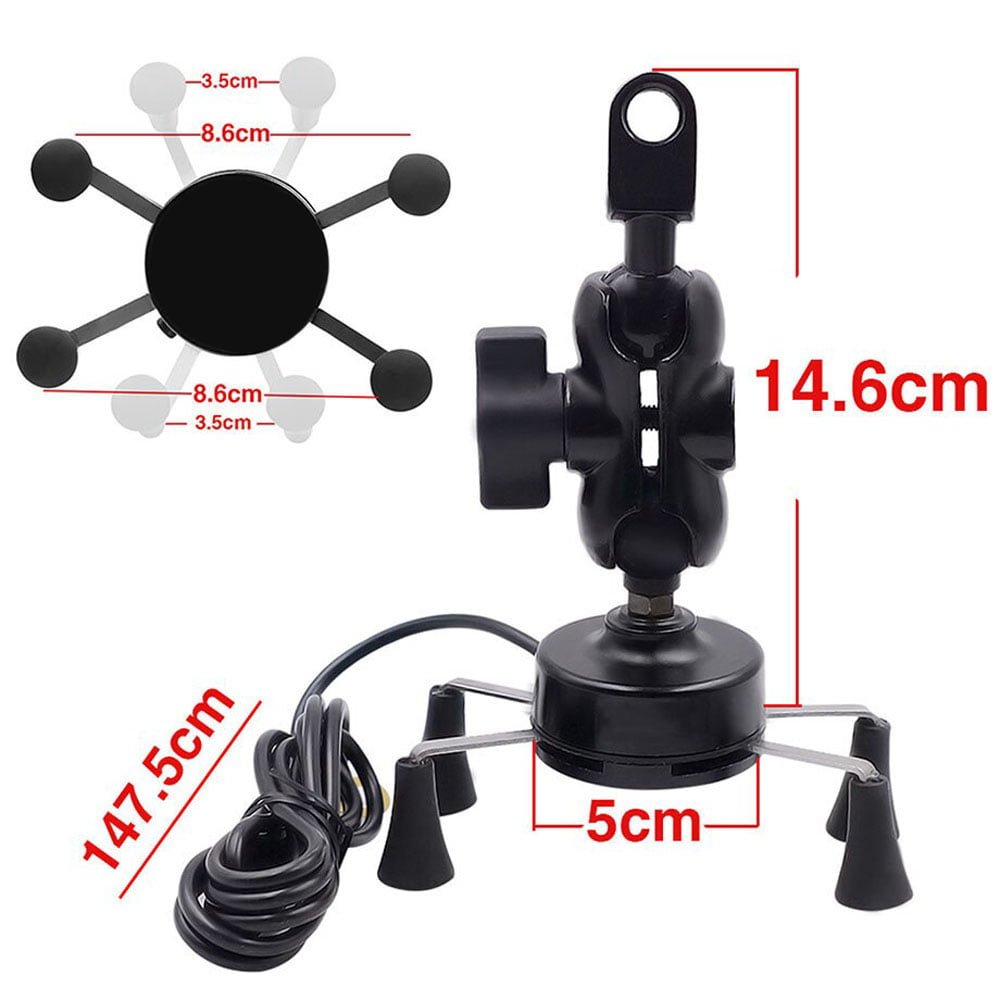 KNMASTER Knmaster X Serisi Motosiklet Bisiklet Telefon Tutucu – Ayna ve Gidon Bağlantılı – Usb Girişli – Metal Alaşım