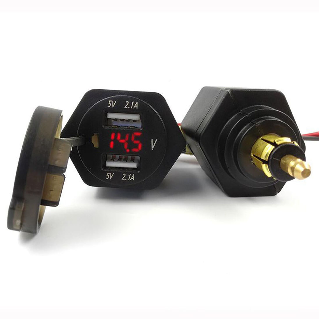 KNMASTER Knmaster USB-D300V Voltaj Göstergeli Çift Usbli Din Soketi