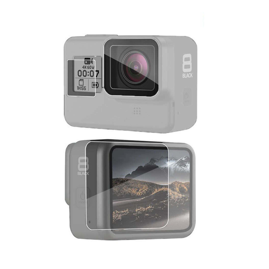 KNMASTER GoPro Hero 8 Uyumlu Ekran ve Lens Koruyucu Film