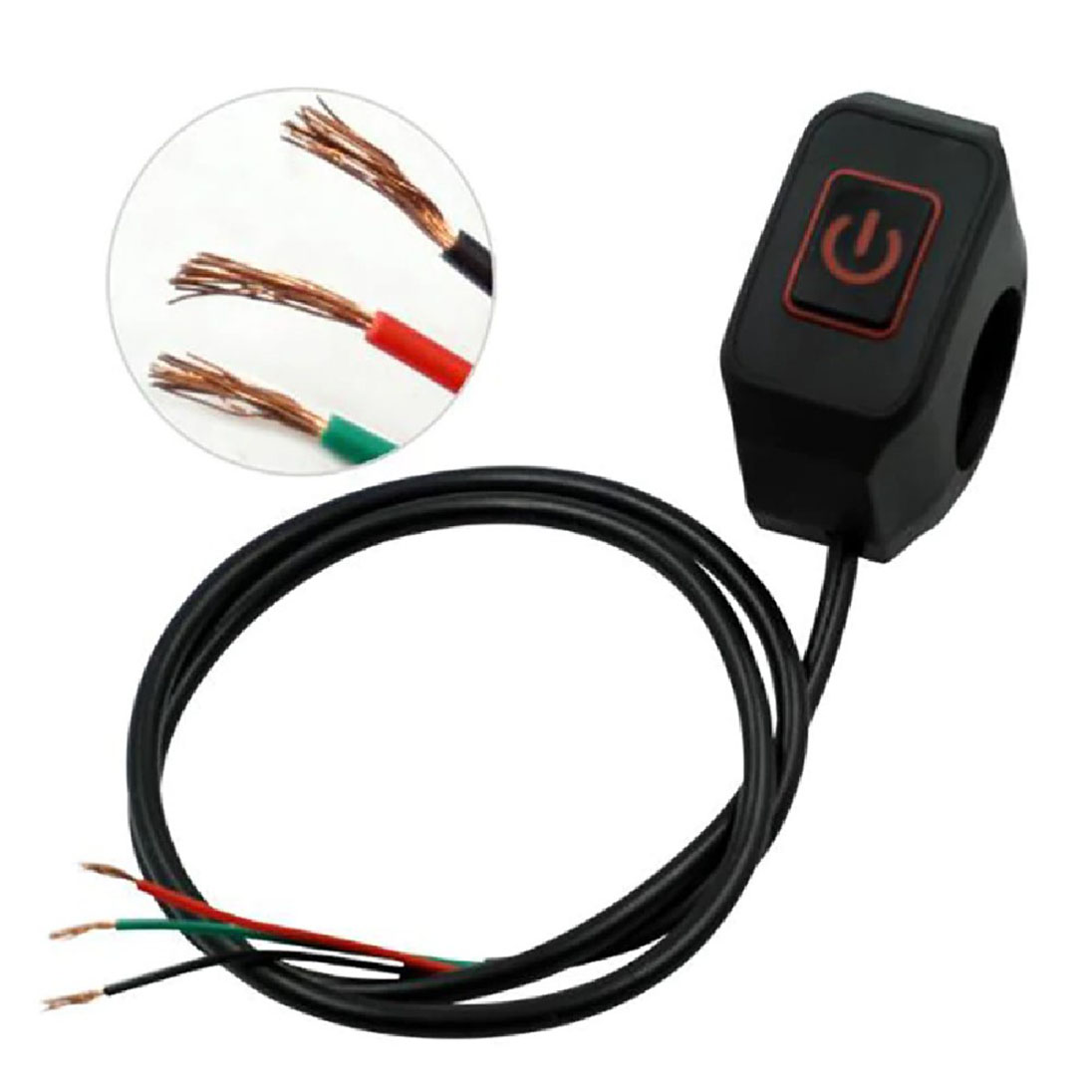KNMASTER Knmaster Gidon Bağlantılı Motosiklet Aç Kapa Butonu Kırmızı Led
