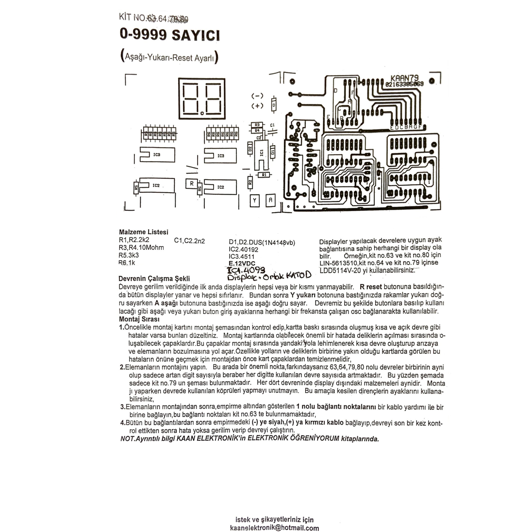 KNMASTER 0-9999 Sayıcı Hobi Devresi Montesiz
