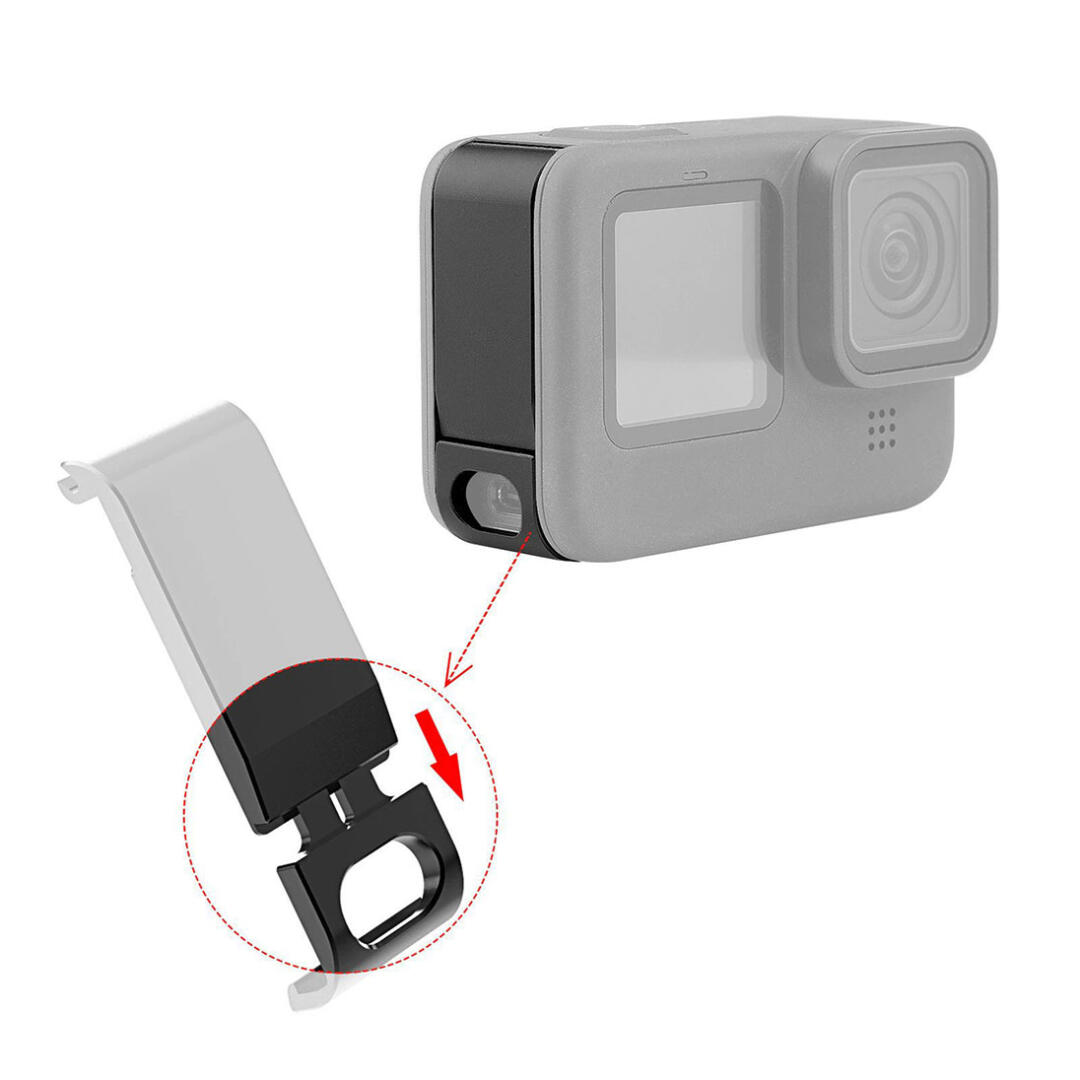KNMASTER Gopro Hero 9 / 10 / 11 / 12 / 13 Black Uyumlu Kablo Girişli Pil Kapağı