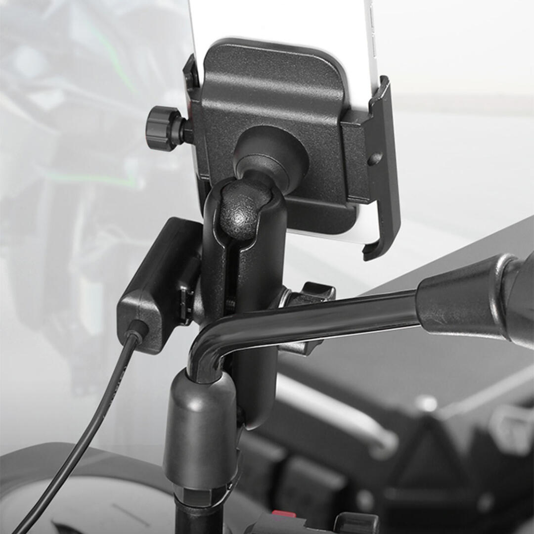 Motowolf Usb Şarj Soketli Ayna Bağlantılı Motosiklet Bisiklet Telefon Tutucu Ayarlanabilir