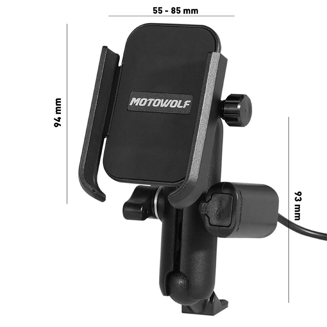 Motowolf Usb Şarj Soketli Ayna Bağlantılı Motosiklet Bisiklet Telefon Tutucu Ayarlanabilir