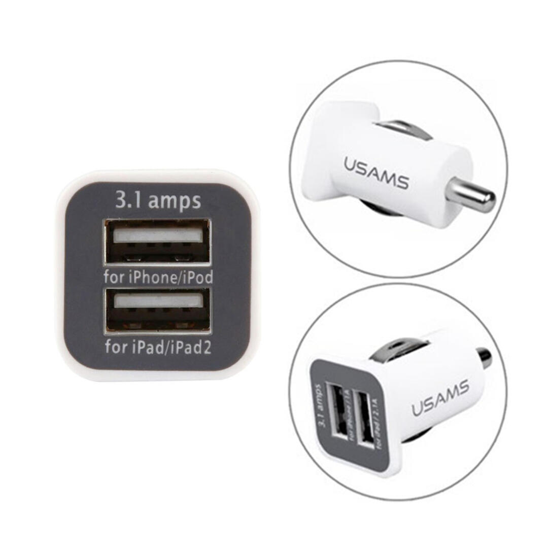 Usams Çift Usb Çakmaklık Şarj Adaptörü Beyaz