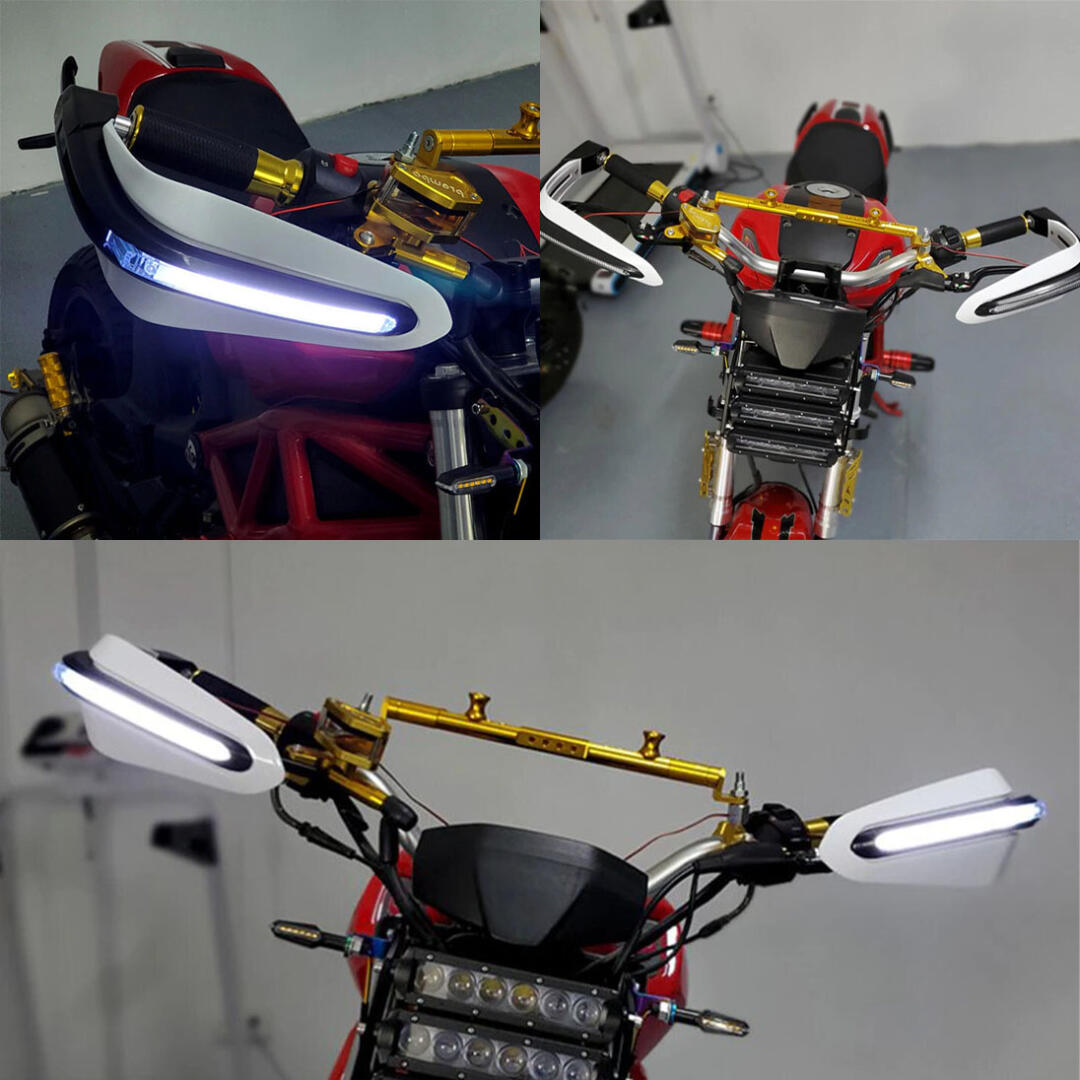 KNMASTER Knmaster Evrensel Motosiklet Led Sinyalli Elcik Koruma Beyaz