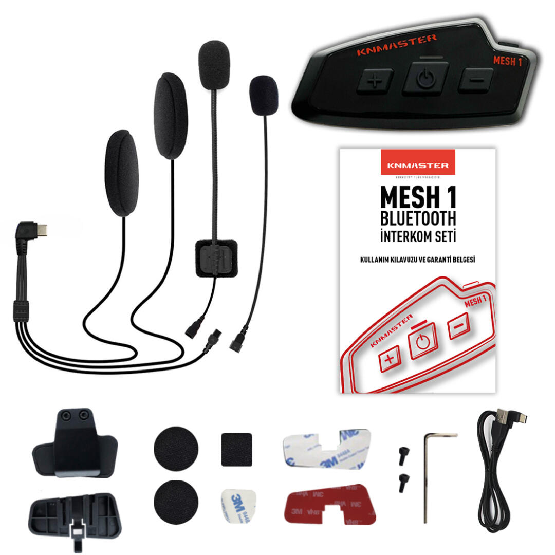 KNMASTER Knmaster MESH 1 Motosiklet Kask İnterkom Bluetooth Intercom Kulaklık Seti