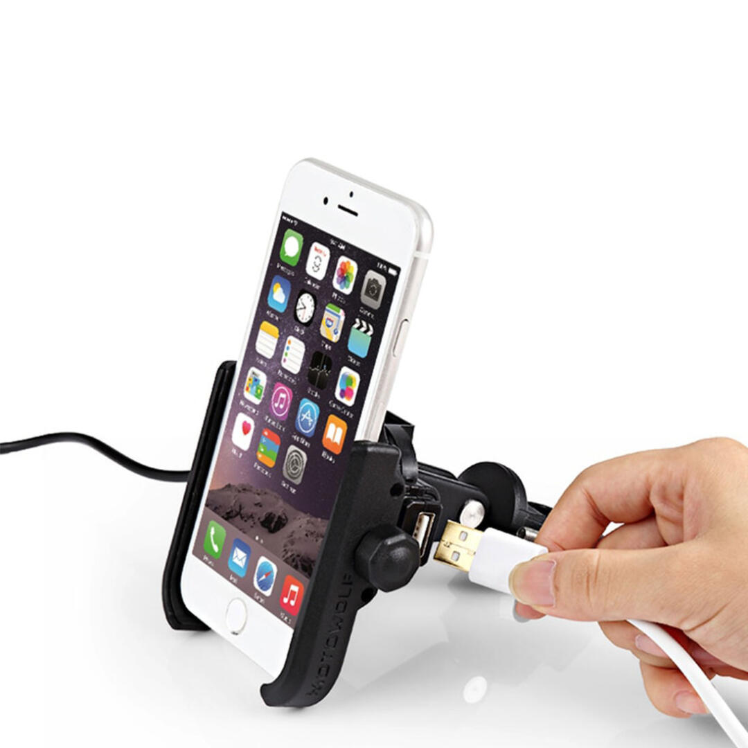 Motowolf Motowolf Alüminyum Gövde Usb Şarj Soketli Ayna Bağlantılı Motosiklet Bisiklet Telefon Tutucu