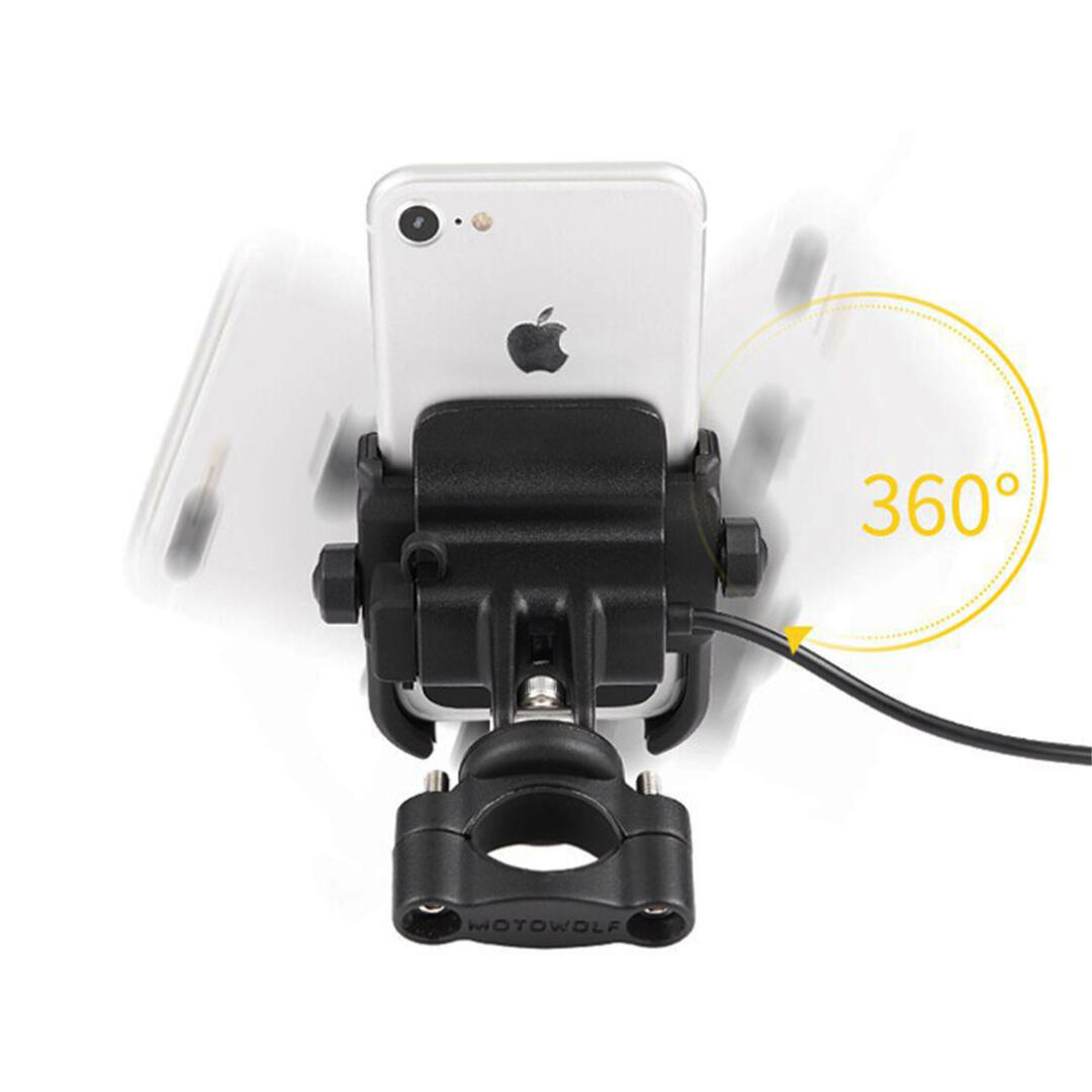 Motowolf Motowolf Alüminyum Gövde Usb Şarj Soketli Gidon Bağlantılı Motosiklet Bisiklet Telefon Tutucu