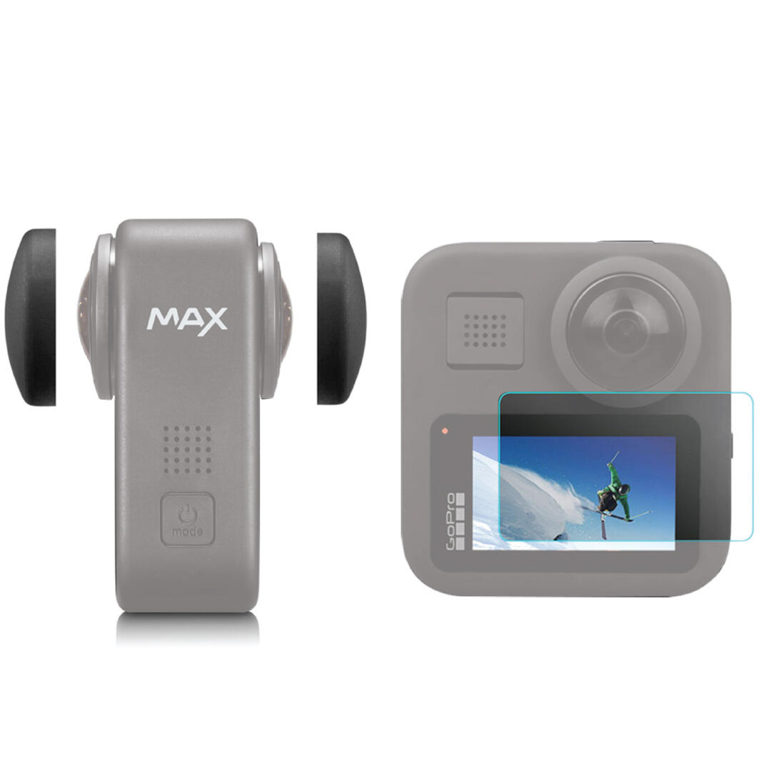 KNMASTER GoPro Max 360 Action Uyumlu Temperli Cam Ekran Koruyucu ve lens Koruma Kapağı Seti
