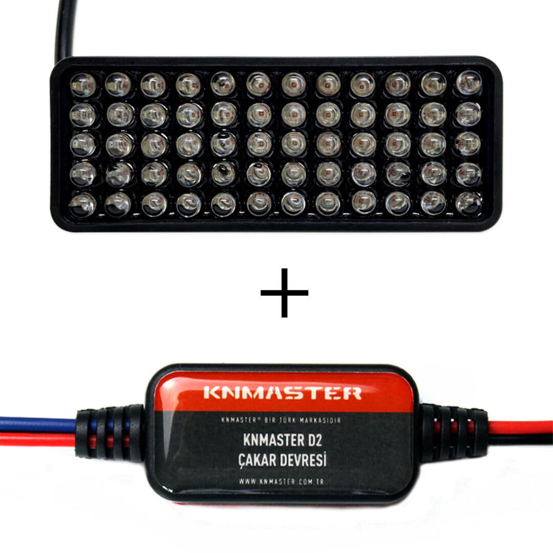 KNMASTER Knmaster Stop400 Dikdörtgen Kırmızı Motosiklet Led + Knmaster D2 Animasyonlu Çakar Devresi