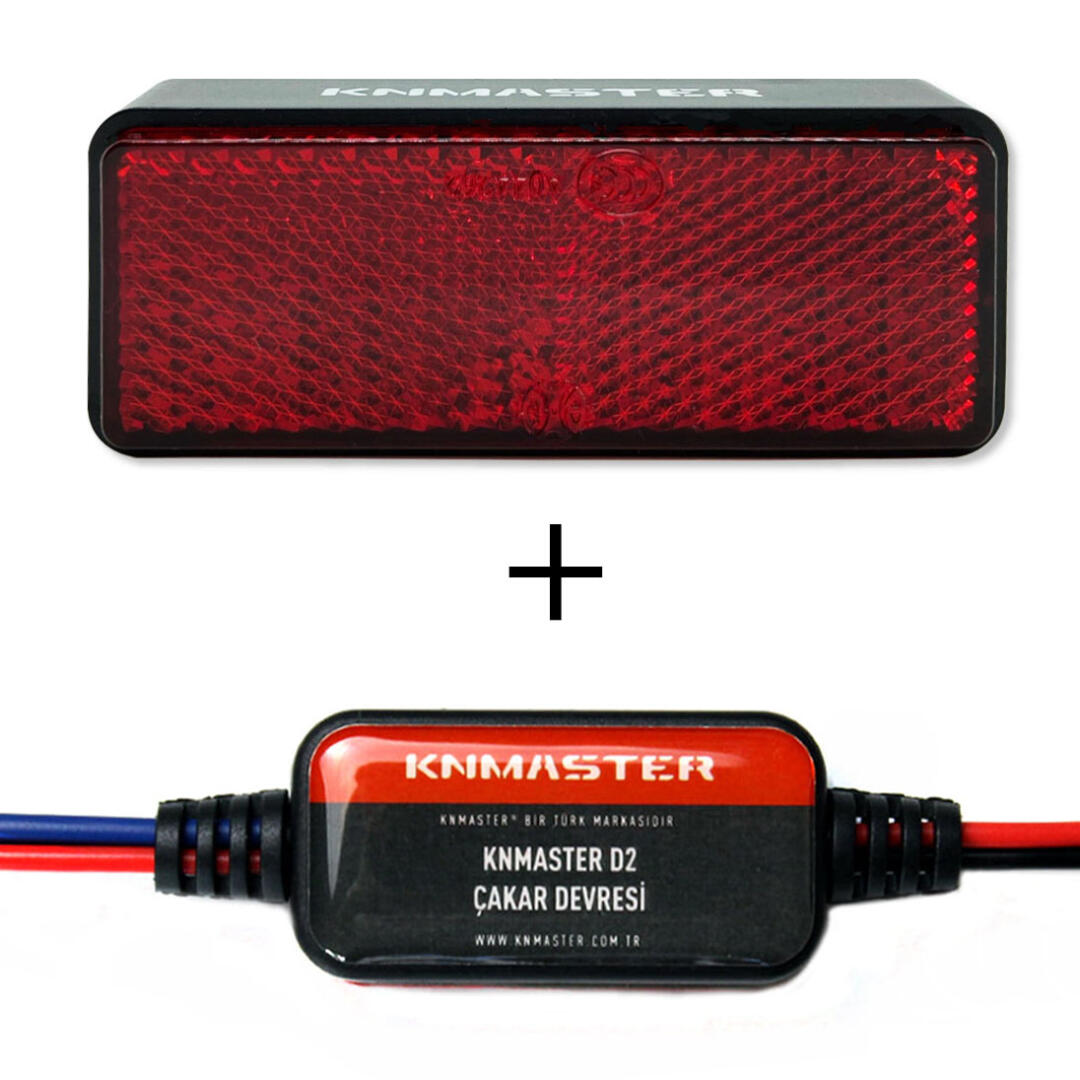 KNMASTER Knmaster Stop-500 Dikdörtgen Kırmızı Motosiklet Led + Knmaster D2 Animasyonlu Çakar Devresi