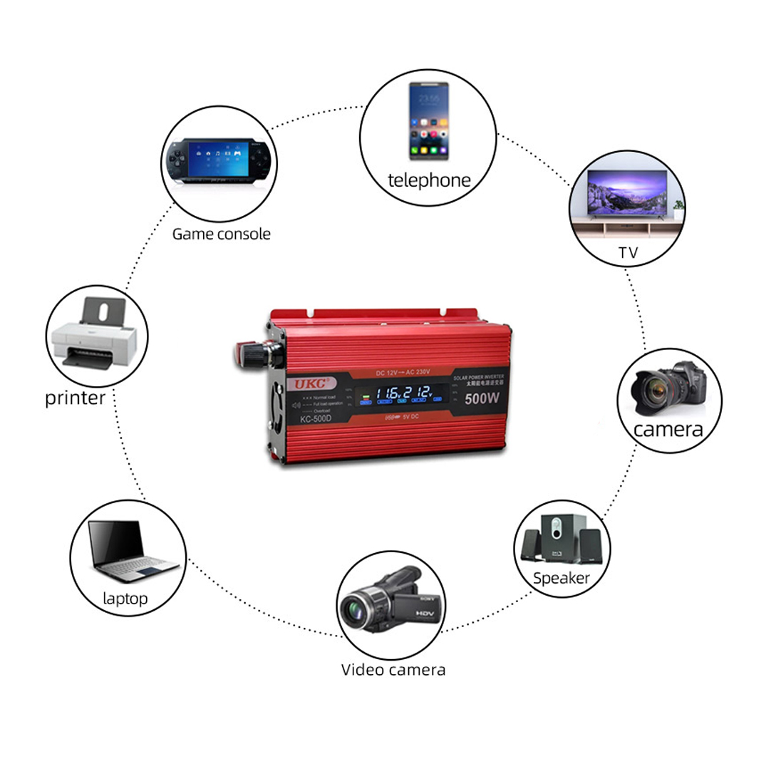Yüksek Kalite 500W Taşınabilir Güneş Inverter Akıllı Güç Çevirici