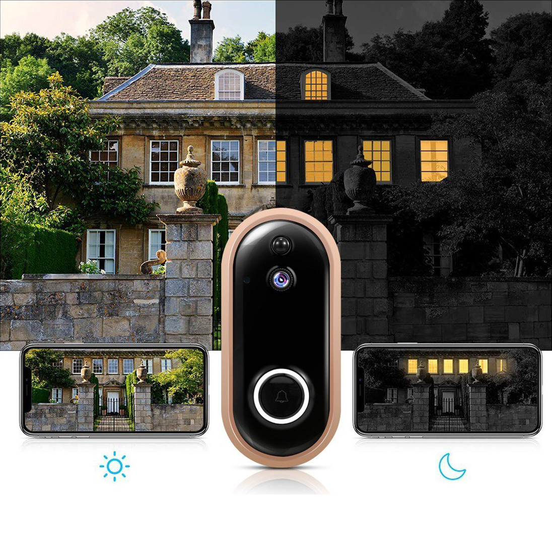 1080 P Akıllı Wifi Interkom Kablosuz Güvenlik Kapı Zili