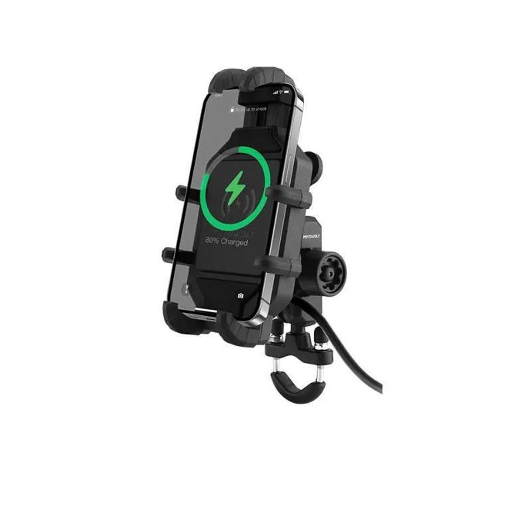 Titreşim Engelleyici Gidon Bağlantılı Kablosuz Wireless + USB Şarjlı Telefon Tutucu
