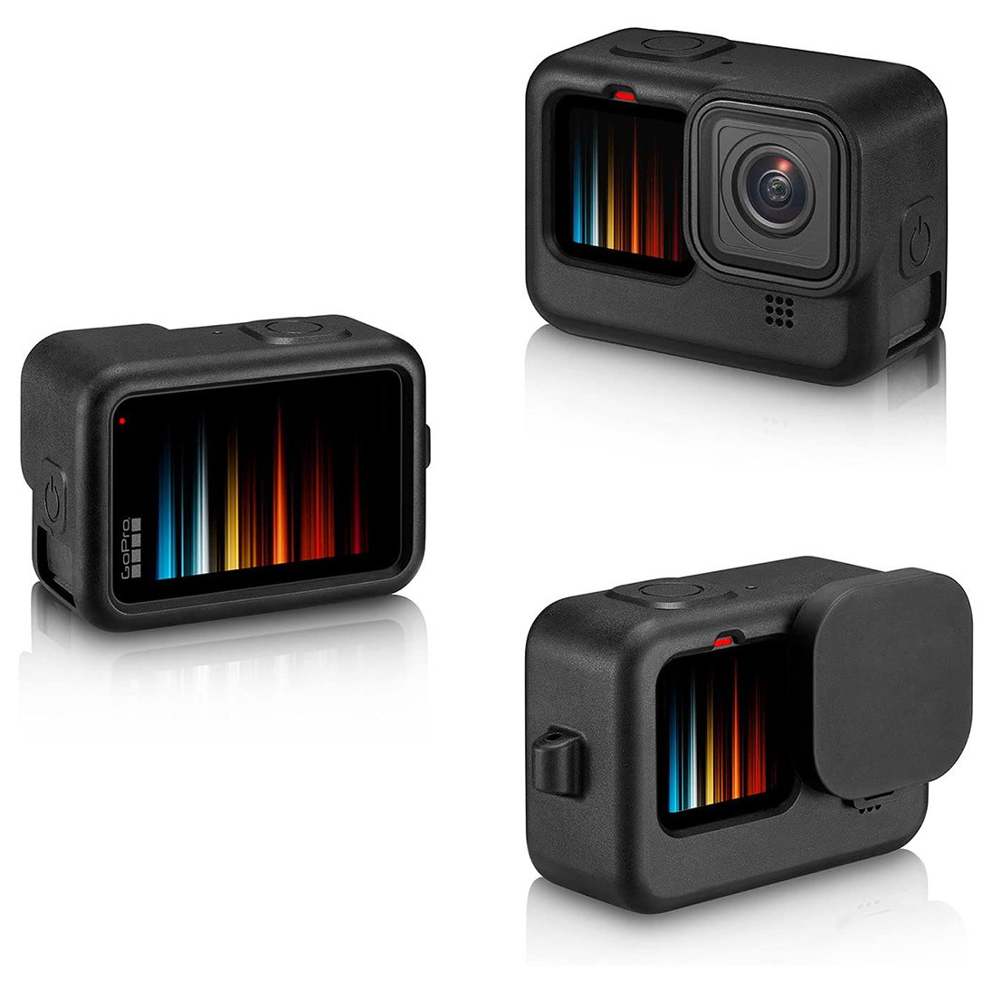 GoPro 9/10/11/12/13 Uyumlu Yumuşak Silikon Kamera Kılıfı + Lens Kapağı Koruyucu Çerçeve Kılıf