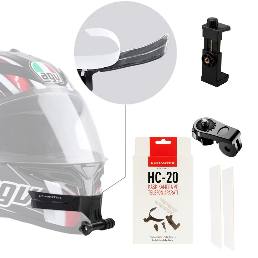 KNMASTER KNMASTER HC-20 | Motosiklet Kask Çene Telefon ve Aksiyon Kamera Tutucu (Full Set) KNMASTER KNMASTER HC-20 | Motosiklet Kask Çene Telefon ve Aksiyon Kamera Tutucu (Full Set)