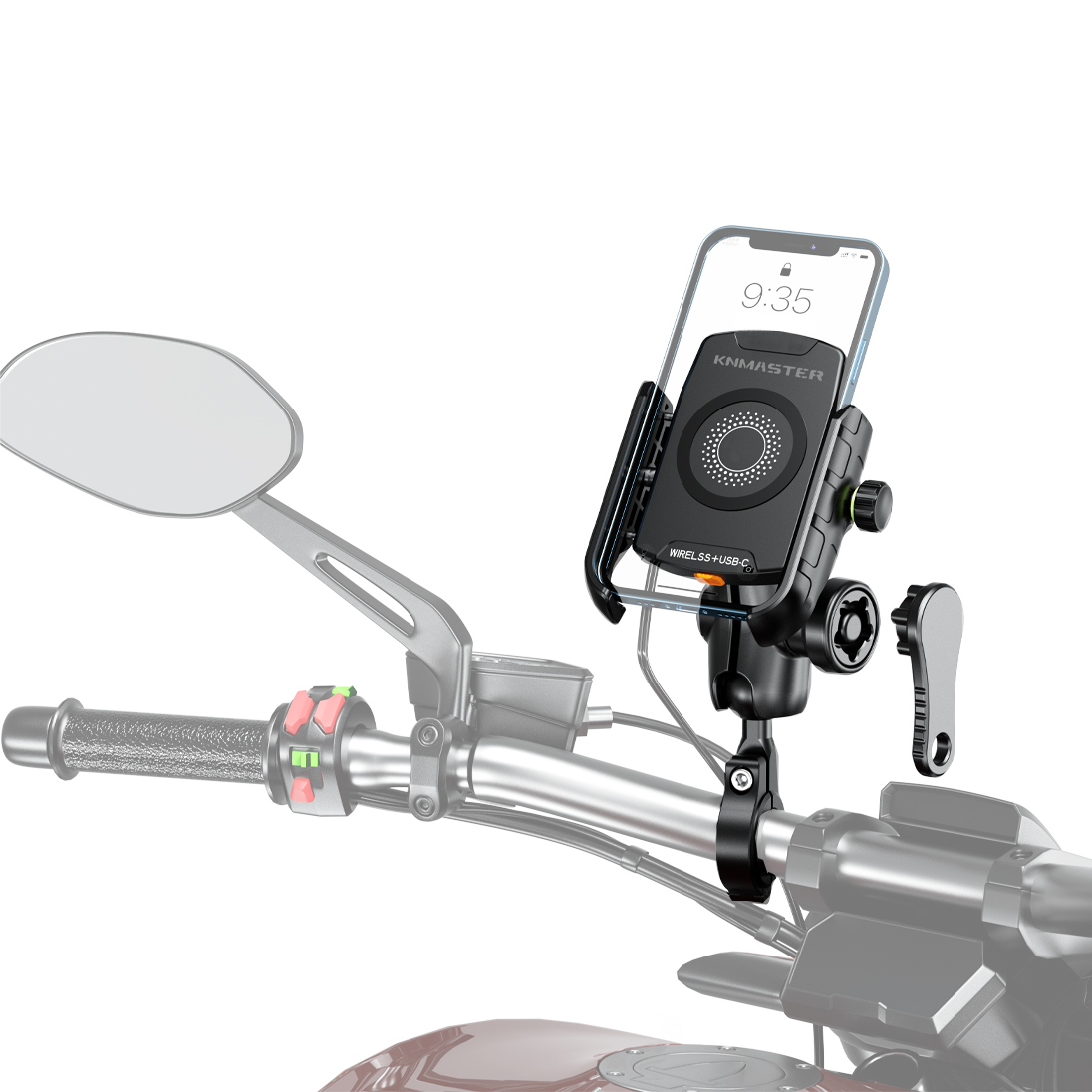 Knmaster TT-600WU Tüm Motosikletlere Uyumlu Kablosuz ve Usb’li Telefon Tutucu