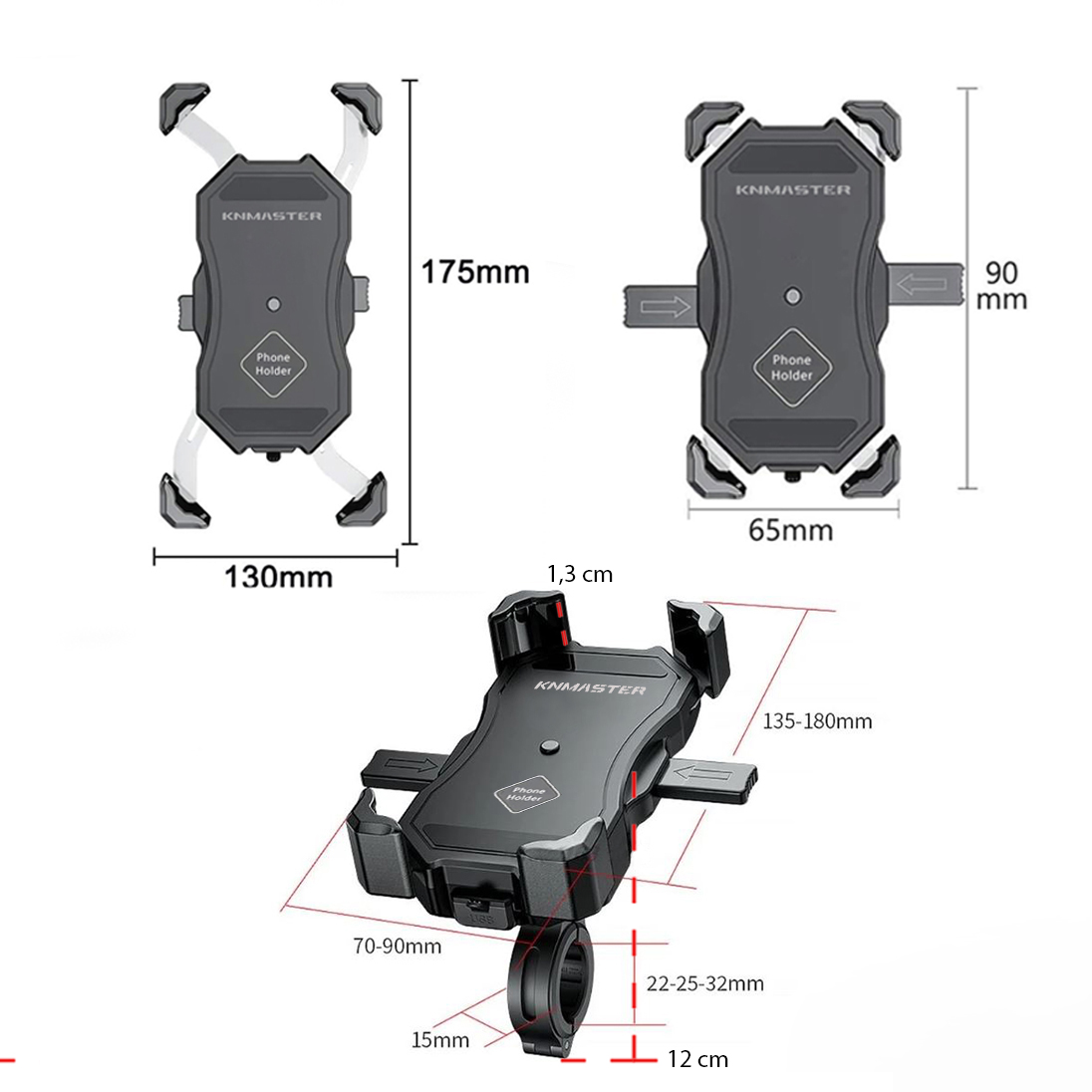 Knmaster TT-450 Titreşim Engelleyici Tüm Motosikletlere Uyumlu Telefon Tutucu